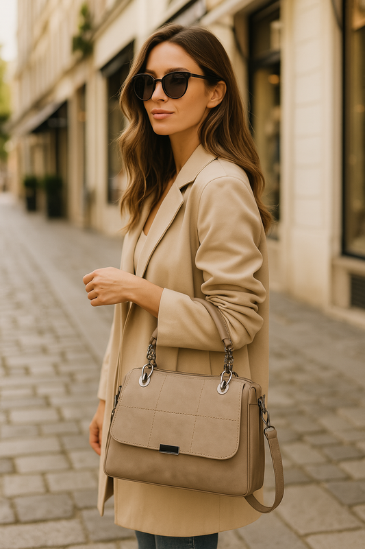 Elizabeth – Stor Kapacitet Matcha Grön Vegan Läder Axelväska