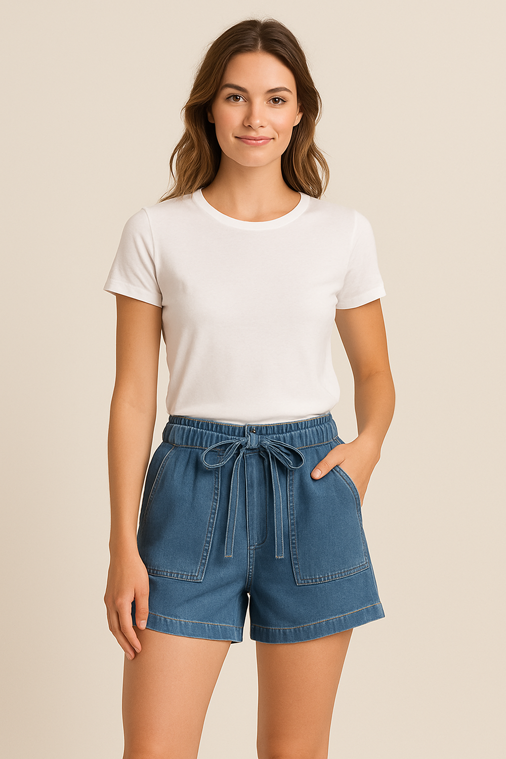 Helen – Plus Size Sommarshorts med Elastisk Midja