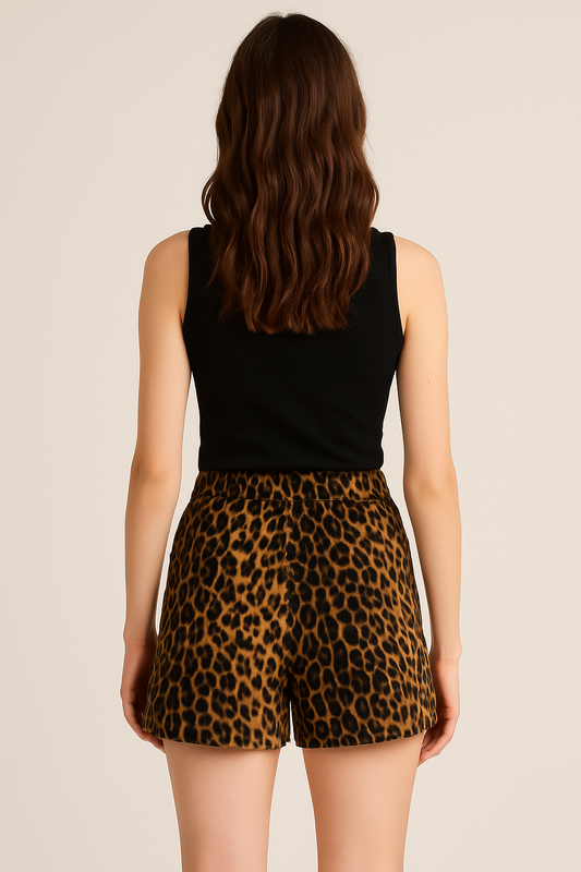 Hayley – Retro Leopardmönstrade Shorts för Kvinnor