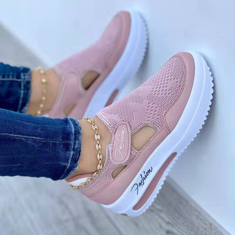 Sharon – Andningsbara damsneakers med låg kilklack för sommaren