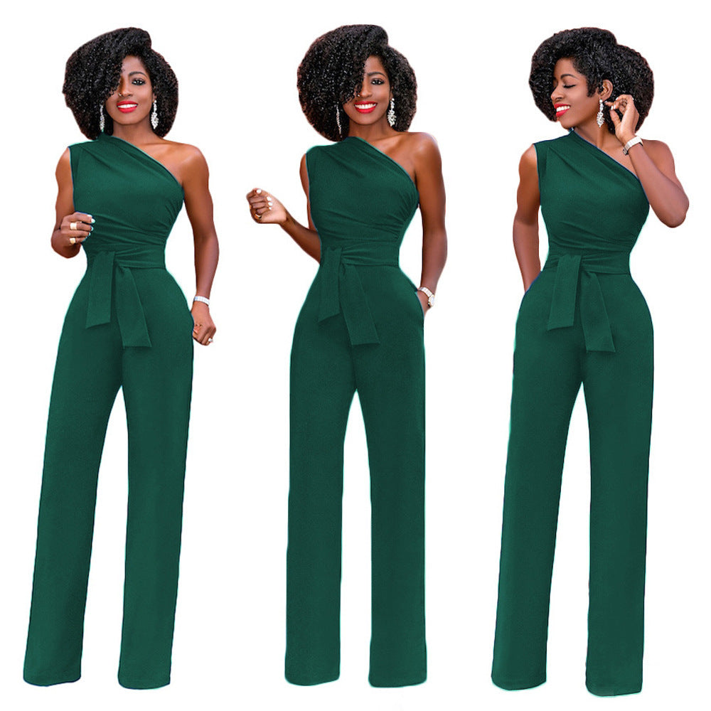 Pamela – Eleganter Damen-Jumpsuit mit Schrägkragen