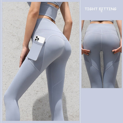 Anne – Nahtlose Sportleggings mit Taschen und hohem Bund für Frauen