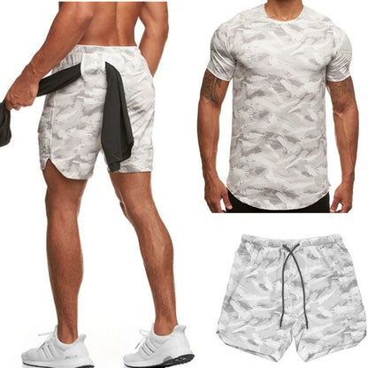 Dylan – Zweiteiliges Herren-Kurzarm-Fitness-Camouflage-Sportset