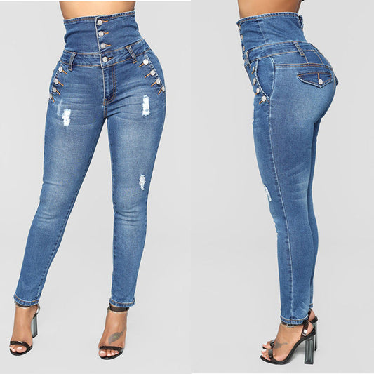 Hayley – High-Waist Skinny Jeans mit Stickerei