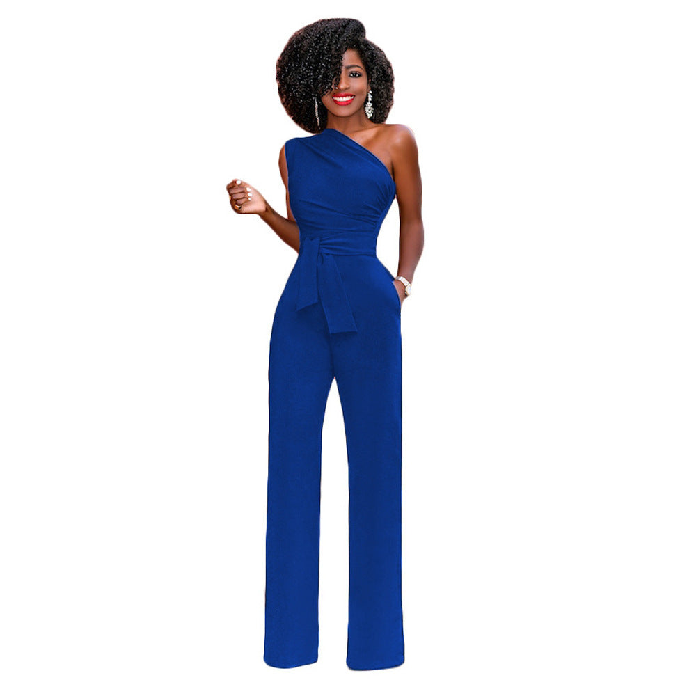 Pamela – Eleganter Damen-Jumpsuit mit Schrägkragen