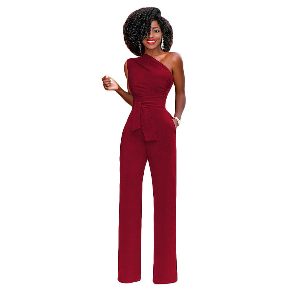 Pamela – Eleganter Damen-Jumpsuit mit Schrägkragen