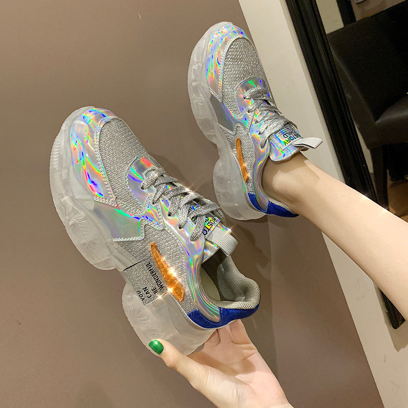 Tanya – Transparente Damen-Sneaker mit Plattform und holografischem Effekt