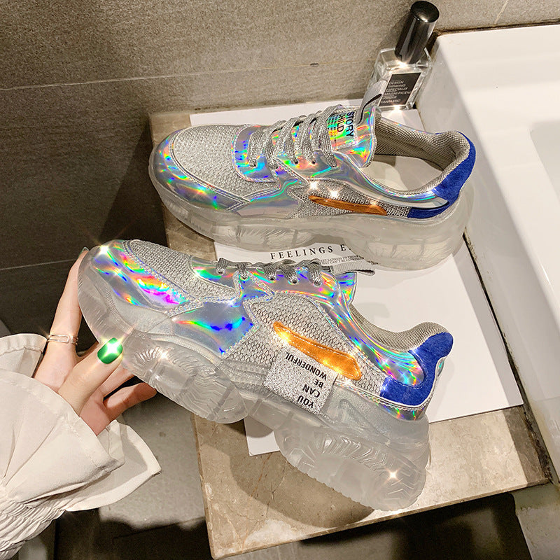 Tanya – Transparente Damen-Sneaker mit Plattform und holografischem Effekt