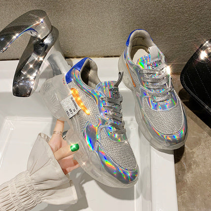 Tanya – Transparente Damen-Sneaker mit Plattform und holografischem Effekt