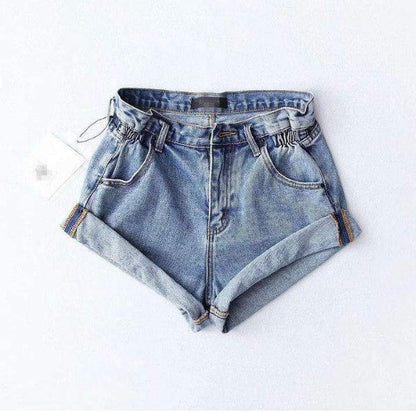 Hayley – Hohe Taillen Denim-Shorts mit elastischem Bund und weitem Bein