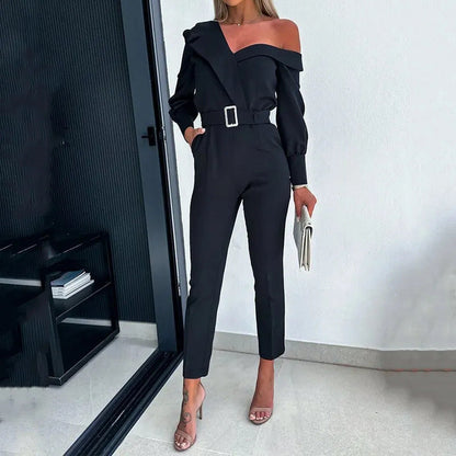 Stephanie – Tailliertes Damen-Jumpsuit in einfarbiger Ausführung