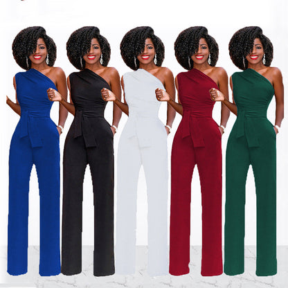 Pamela – Eleganter Damen-Jumpsuit mit Schrägkragen