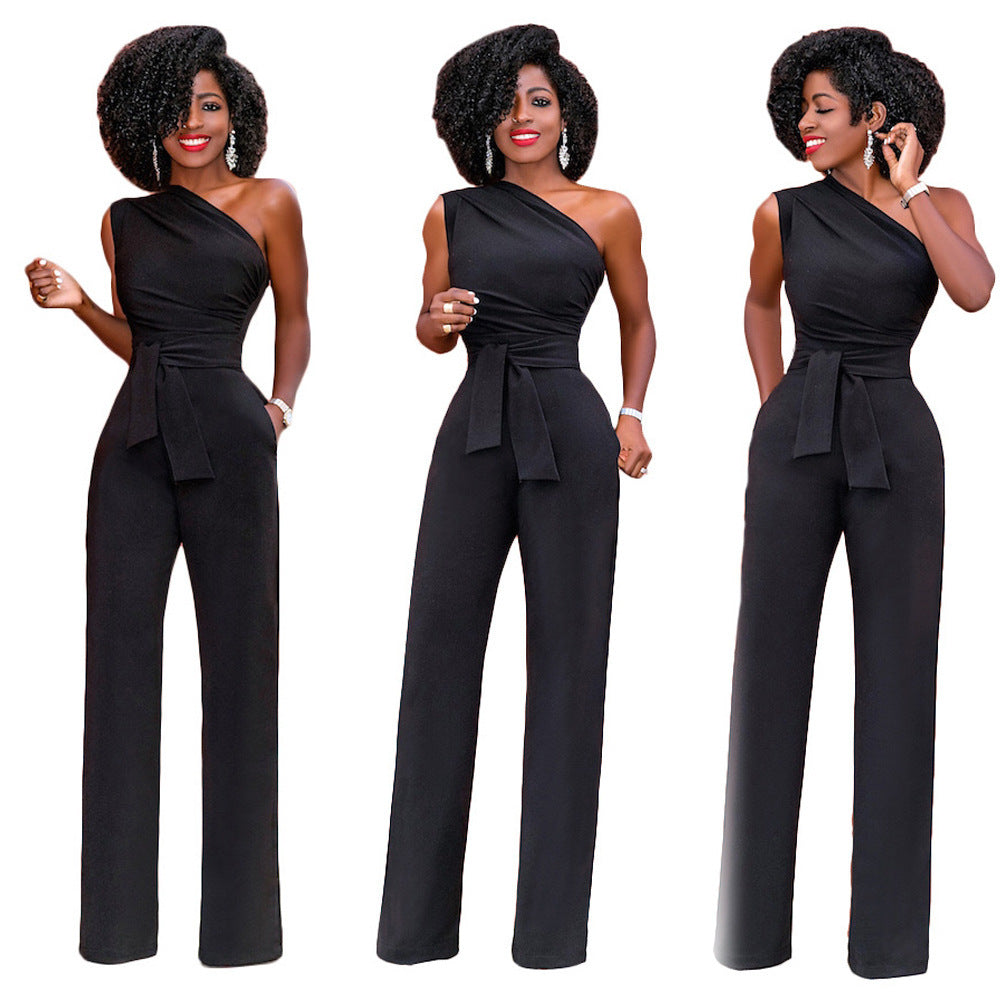 Pamela – Eleganter Damen-Jumpsuit mit Schrägkragen