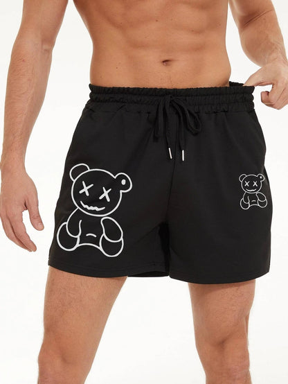 Rick – Baumwollshorts mit Bärendruck für Herren