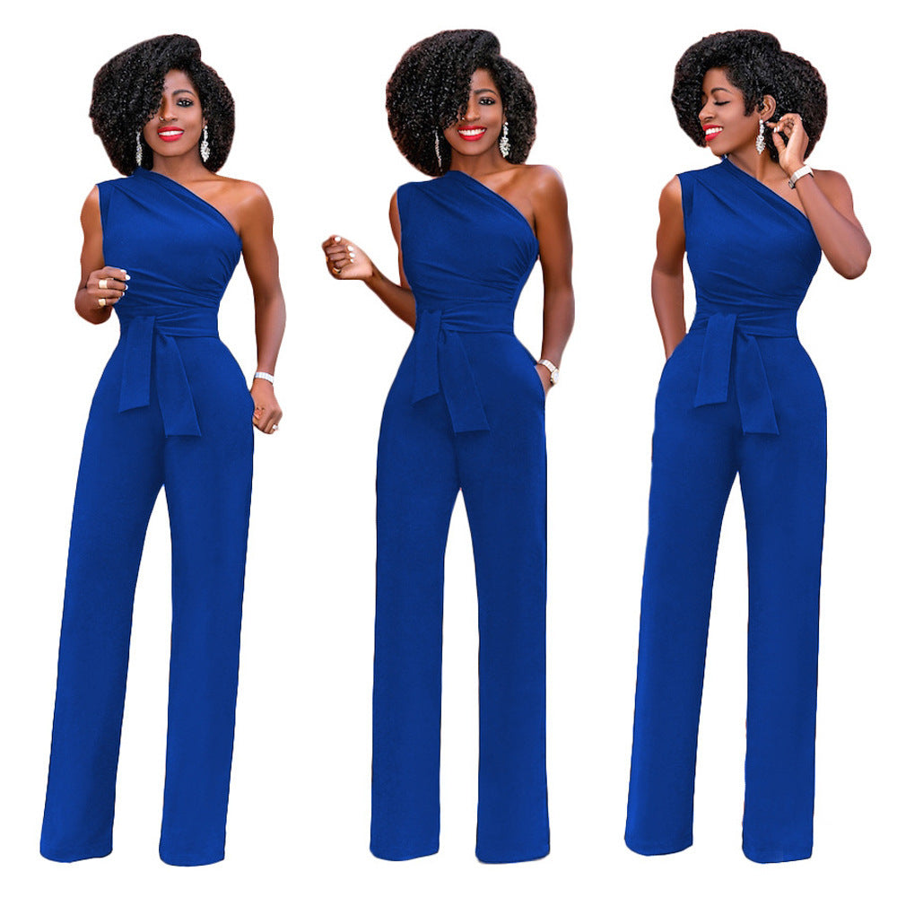 Pamela – Eleganter Damen-Jumpsuit mit Schrägkragen