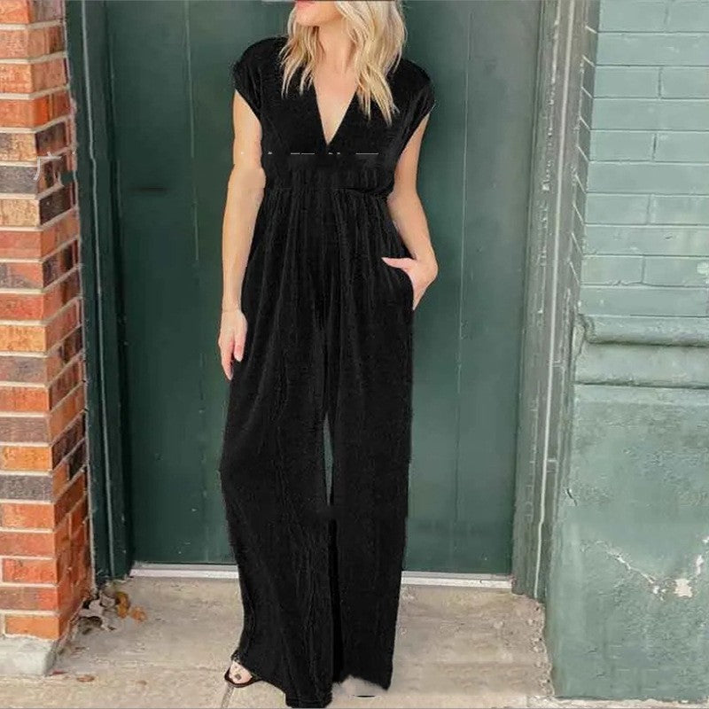 Megan – V-Ausschnitt Jumpsuit mit hoher Taille