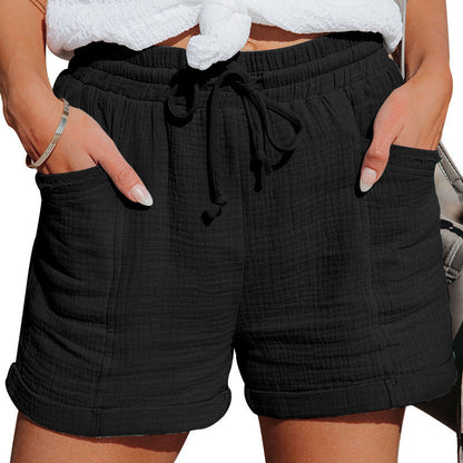 Stephanie – Hohe Taillierte Weite Shorts für Damen