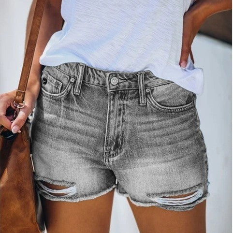 Melanie – Sommerliche Denim-Shorts mit Fransen für Damen