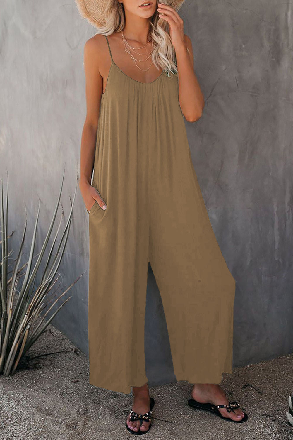 Sarah – Lässiger ärmelloser Damen-Jumpsuit mit Taschen