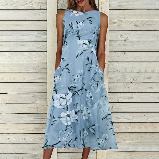 Abigail – Florales Tunika-Kleid mit Rundhals und A-Linien-Schnitt