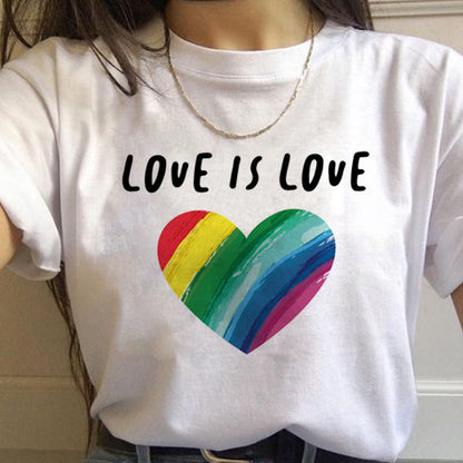 Phoebe – Regenbogen Damen T-Shirt mit kurzen Ärmeln