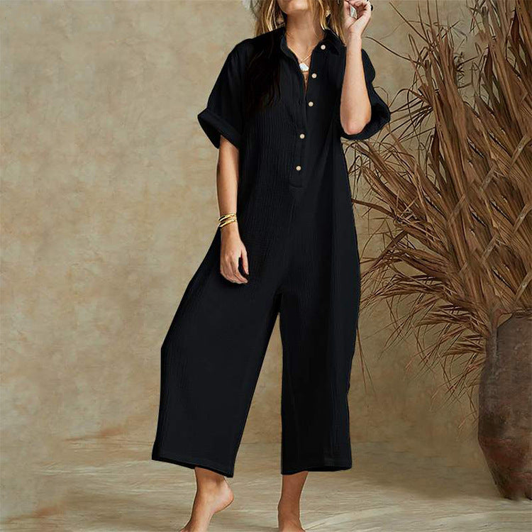 Katie – Lässiger Jumpsuit mit kurzen Ärmeln