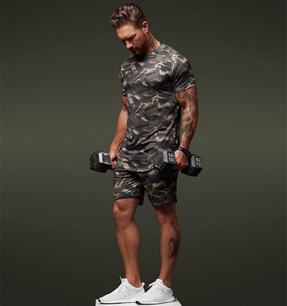 Dylan – Zweiteiliges Herren-Kurzarm-Fitness-Camouflage-Sportset