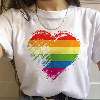 Phoebe – Regenbogen Damen T-Shirt mit kurzen Ärmeln