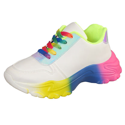 Leah – Regenbogenfarbene Damensportschuhe mit Dickem Boden