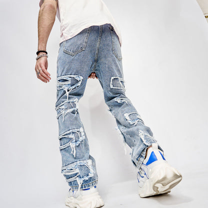 Aidan – Modische Herren-Hip-Hop-Jeans mit Patchwork und geradem Schnitt