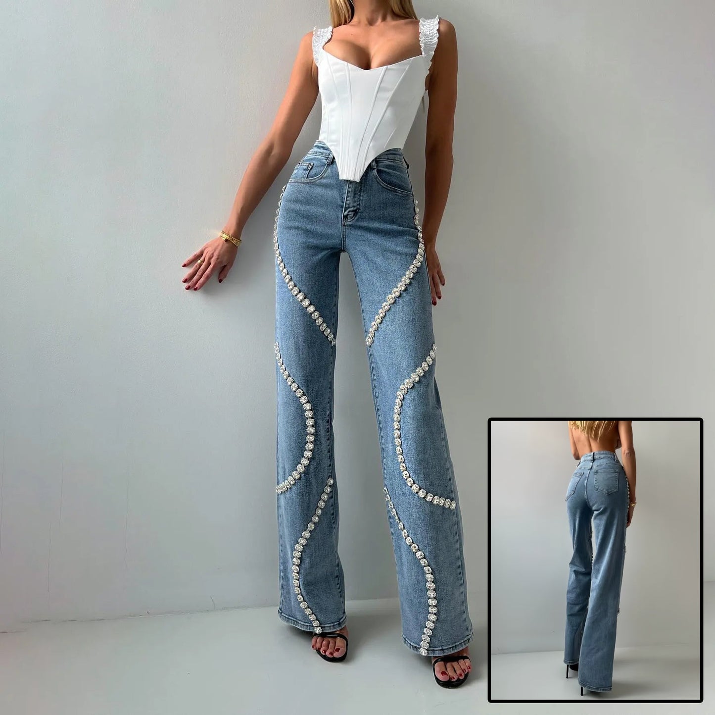 Vanessa – Gerade Damenjeans mit Strass-Design