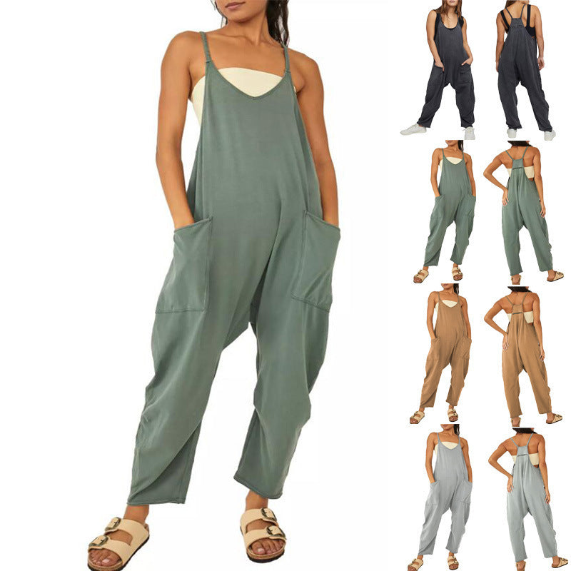 Jade – Lässiger ärmelloser Damen-Jumpsuit mit Trägern und Reißverschluss