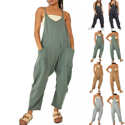 Jade – Lässiger ärmelloser Damen-Jumpsuit mit Trägern und Reißverschluss