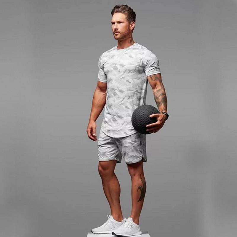 Dylan – Zweiteiliges Herren-Kurzarm-Fitness-Camouflage-Sportset