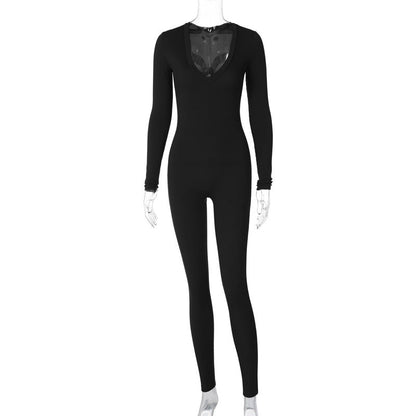 Megan – Slim Fit Sportlicher Jumpsuit mit langen Ärmeln