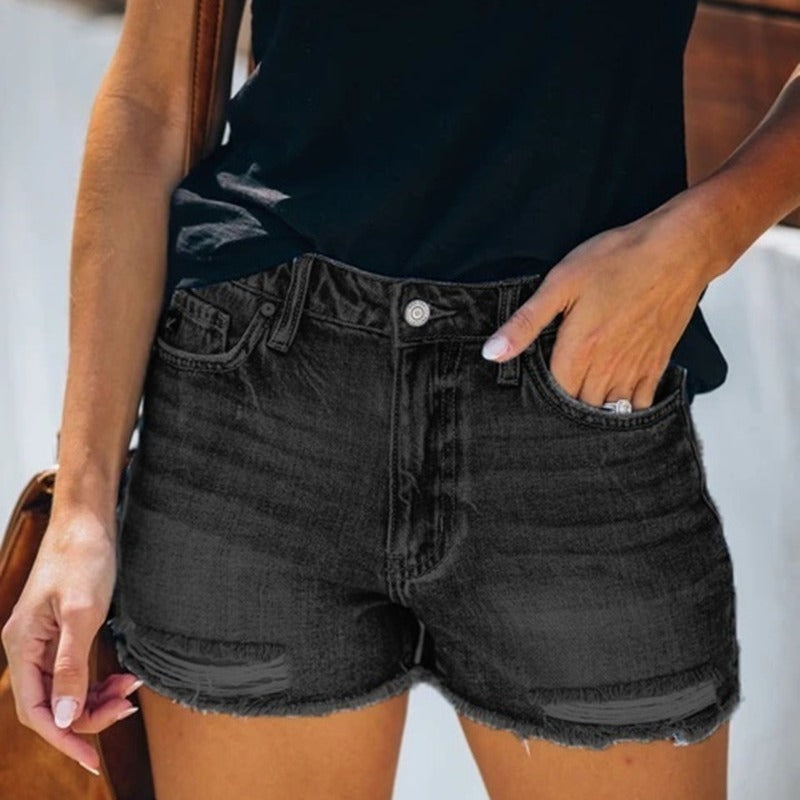 Melanie – Sommerliche Denim-Shorts mit Fransen für Damen