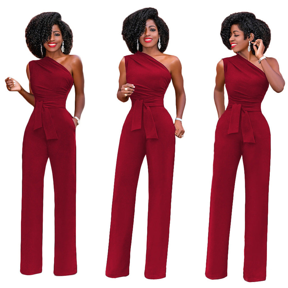 Pamela – Eleganter Damen-Jumpsuit mit Schrägkragen