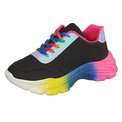 Leah – Regenbogenfarbene Damensportschuhe mit Dickem Boden