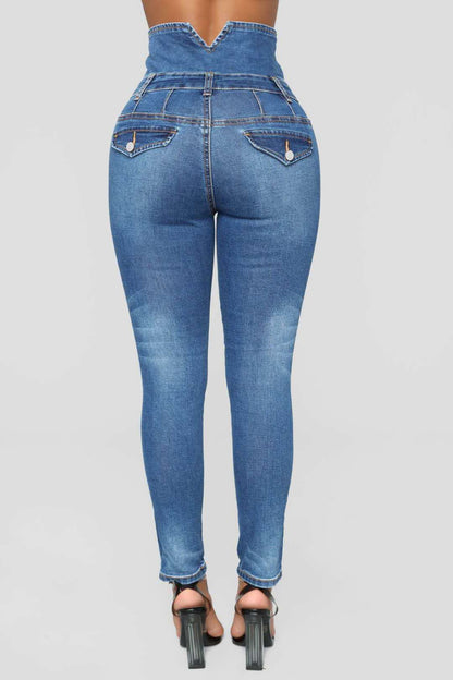 Hayley – High-Waist Skinny Jeans mit Stickerei