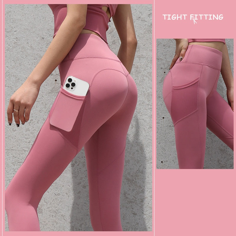 Anne – Nahtlose Sportleggings mit Taschen und hohem Bund für Frauen