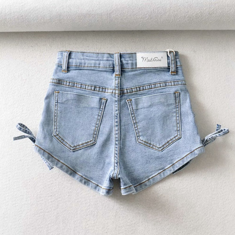 Gabrielle – Modische und personalisierte Denim-Shorts mit Schleife für Damen