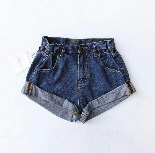 Hayley – Hohe Taillen Denim-Shorts mit elastischem Bund und weitem Bein