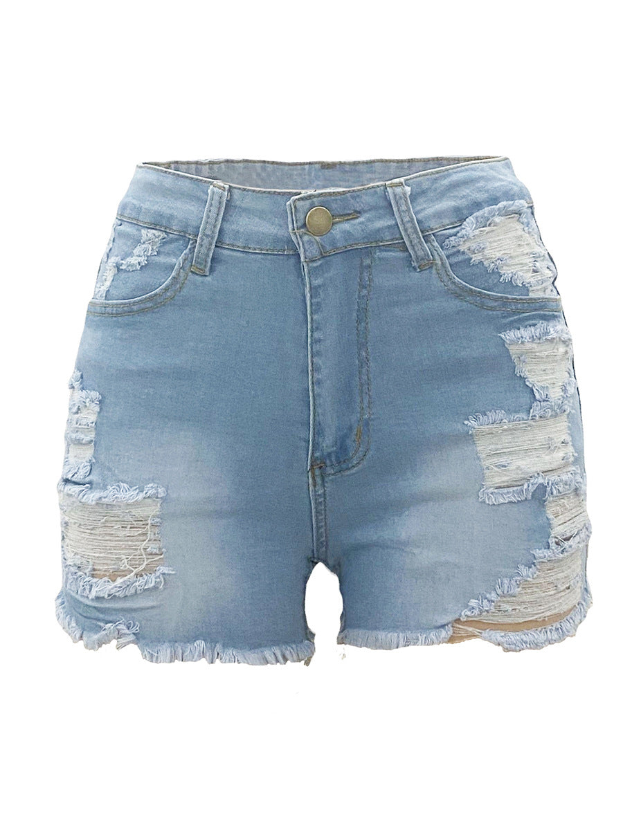 Rachael – Hoch elastische zerrissene Jeans-Shorts für Damen