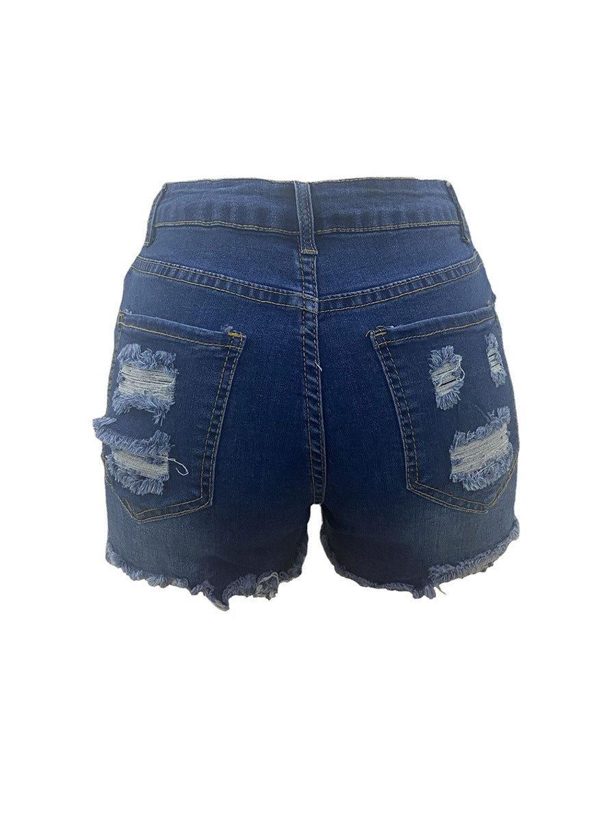 Rachael – Hoch elastische zerrissene Jeans-Shorts für Damen