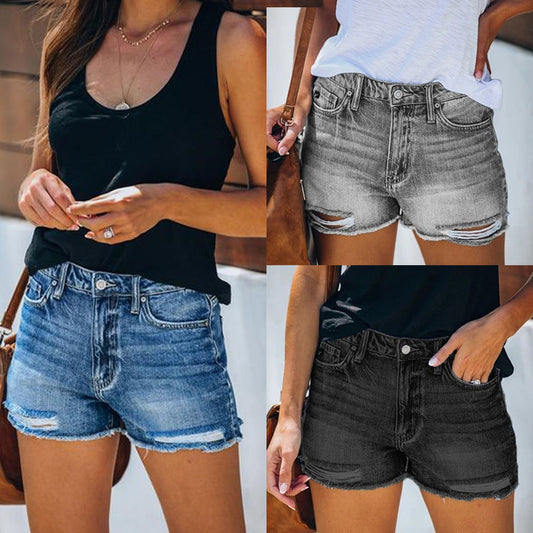 Melanie – Sommerliche Denim-Shorts mit Fransen für Damen