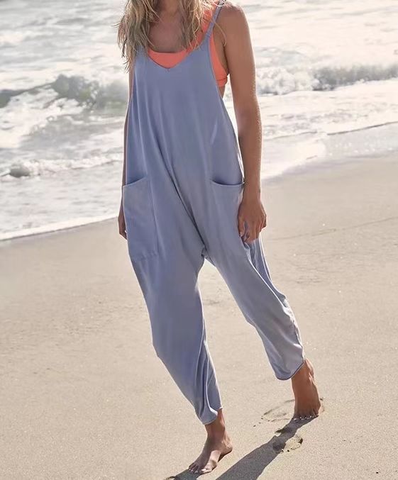 Jade – Lässiger ärmelloser Damen-Jumpsuit mit Trägern und Reißverschluss