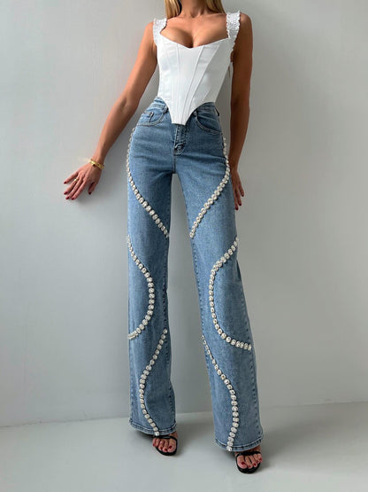 Vanessa – Gerade Damenjeans mit Strass-Design