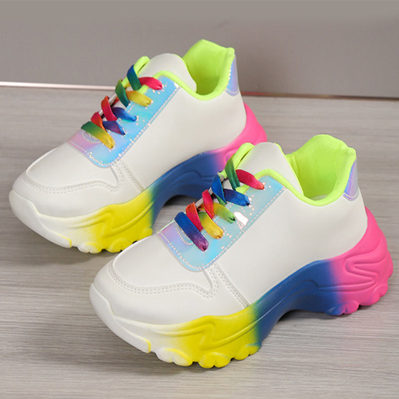 Leah – Regenbogenfarbene Damensportschuhe mit Dickem Boden