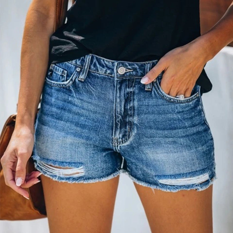 Melanie – Sommerliche Denim-Shorts mit Fransen für Damen