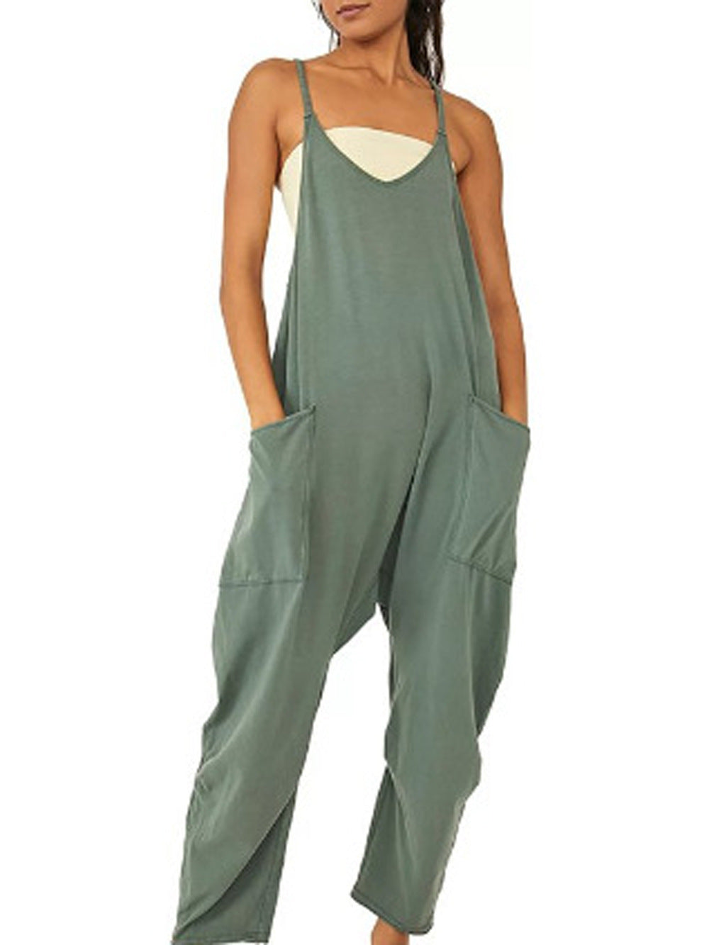 Jade – Lässiger ärmelloser Damen-Jumpsuit mit Trägern und Reißverschluss